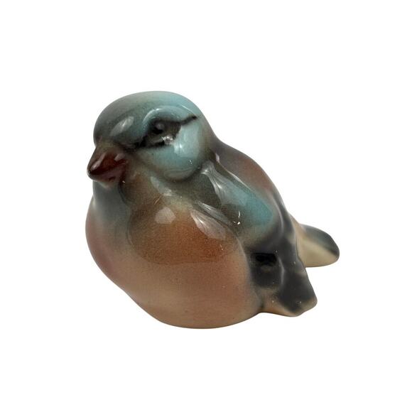 VTG Glossy Chickadee Bird Figurine Made in Austria Golden Crown - Picture 1 of 13